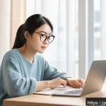 TESOL 자격증 취득에 필요한 시간 - A focused Japanese woman in her late 20s studying for the TESOL qualification at home in a modern, m...