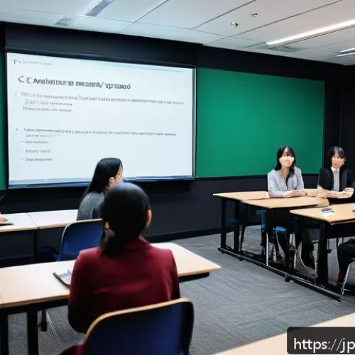 TESOL 강사의 도전 과제 - A modern TESOL classroom scene showing a diverse group of adult learners from various cultural backg...